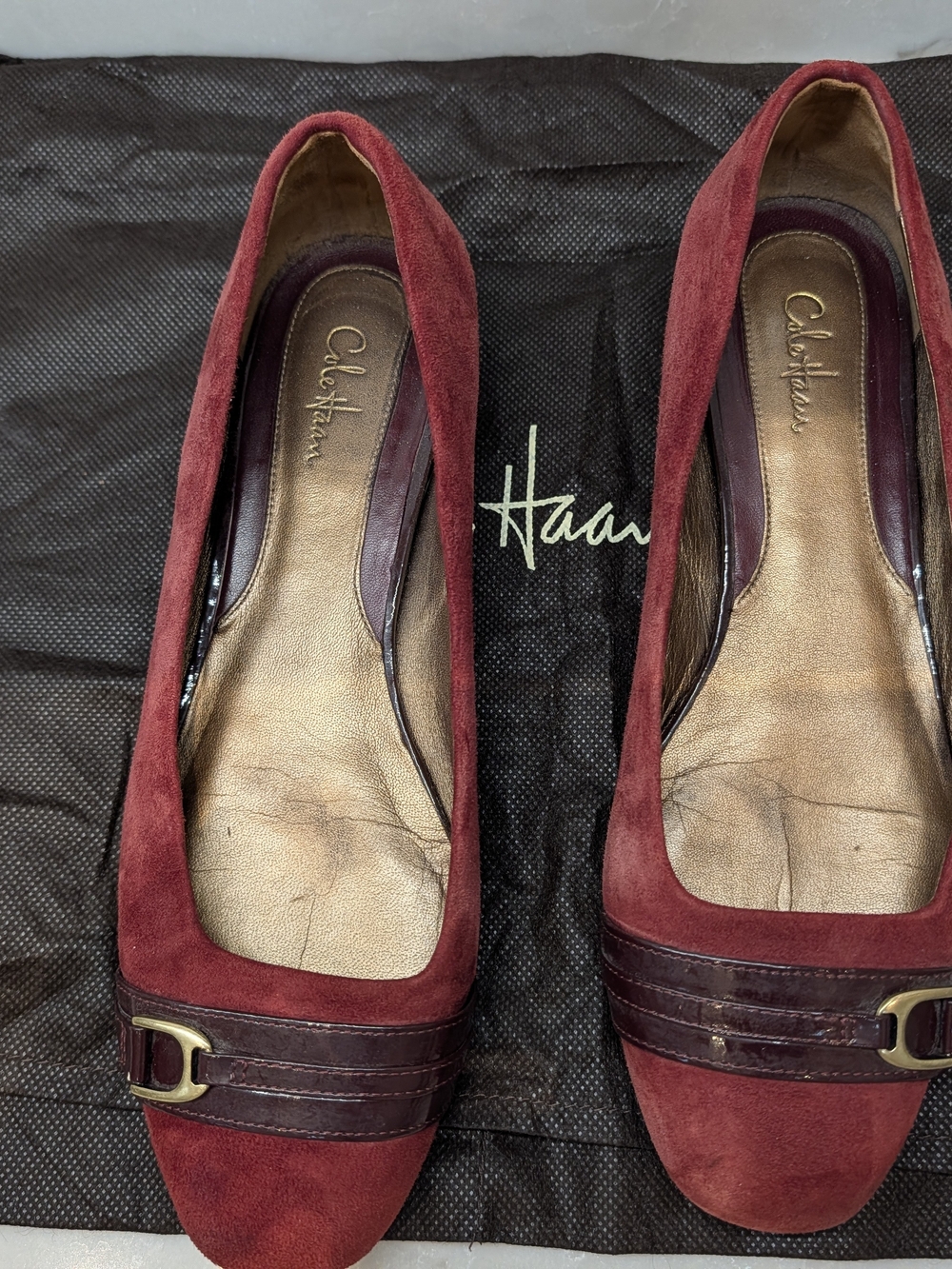 Cole Haan Women's Burgundy Suede Flats With Nike Air size 9